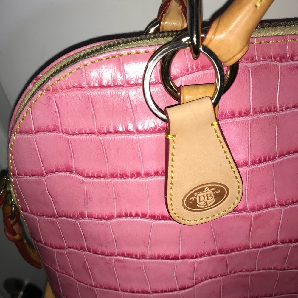 Dooney & Bourke Pink Croc Leather Satchel Crossbody EUC - Picture 7 of 9